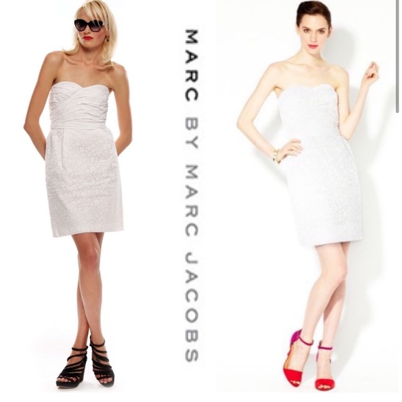 Marc by Marc Jacobs Floral Cotton Strapless Dress with Ruched Bodice - Size 10 - Picture 1 of 12